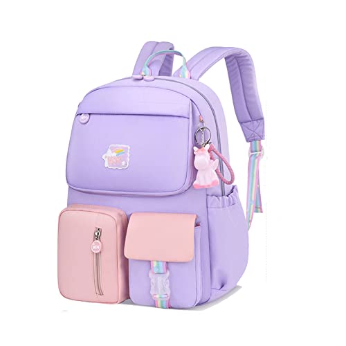 Einhorn-Schulrucksack, Kinderrucksack für die Schule, großes Fassungsvermögen, Grundschule, Rucksack, Kinderrucksack, lässiger Tagesrucksack für Teenager und Mädchen, violett von MOREASE