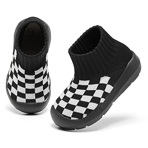 MORENDL Baby Lauflernschuhe Krabbelschuhe Babyschuhe Baby Hausschuhe für Kleinkind Jungen Mädchen ABlackPlaid EU 18 von MORENDL