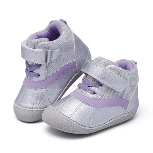 MORENDL Baby Lauflernschuhe Unisex Mary Jane Babyschuhe Krabbelschuhe für Kleinkind Jungen Mädchen 01Silber EU 22 von MORENDL