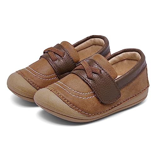 MORENDL Baby Lauflernschuhe Unisex Mary Jane Babyschuhe Krabbelschuhe für Kleinkind Jungen Mädchen BraunLoafers EU 18 von MORENDL