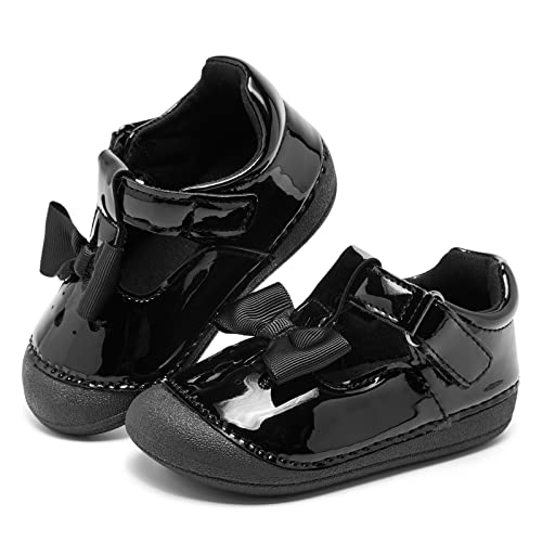 MORENDL Baby Lauflernschuhe Unisex Mary Jane Babyschuhe Krabbelschuhe für Kleinkind Jungen Mädchen Schwarz EU 18 von MORENDL