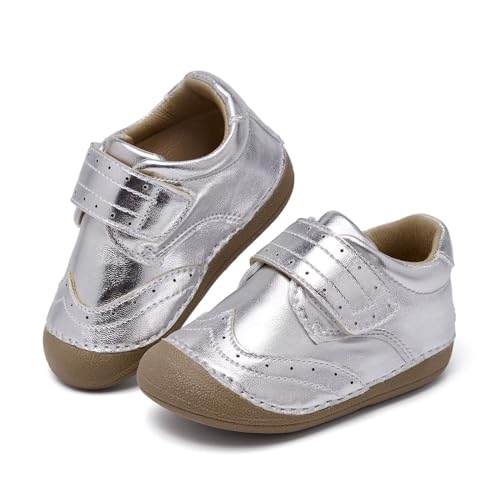 MORENDL Baby Lauflernschuhe Unisex Mary Jane Babyschuhe Krabbelschuhe für Kleinkind Jungen Mädchen Silber EU 20 von MORENDL