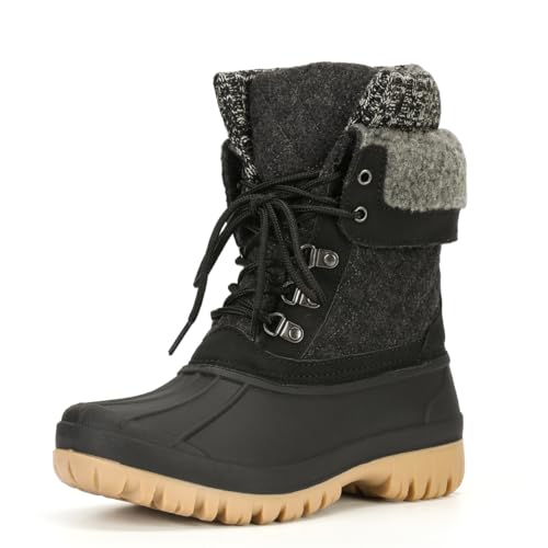 MORENDL Damen Schneestiefel Warm Gefütterte Wasserdichtes Winterstiefel Schwarz 38 von MORENDL