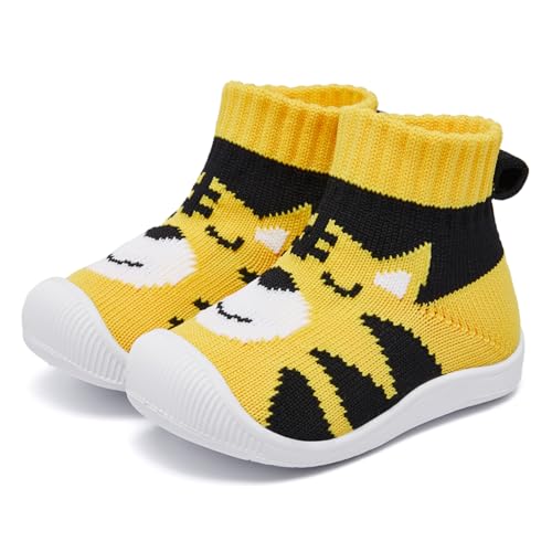 MORENDL Lauflernschuhe Jungen Mädchen rutschfeste Kleinkind Hausschuhe Babyschuhe Unisex Baby Slipper Tiger EU 18 von MORENDL