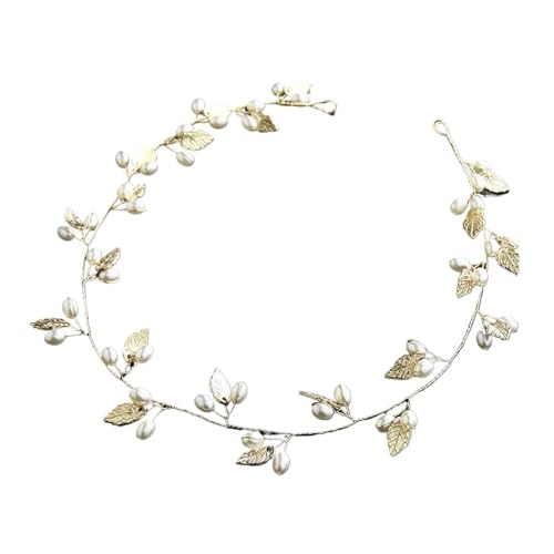 Elegante Perle Kristall Haarnadel Hochzeit U-Form Haarkamm Metall Haarkamm Gabeln für Frauen Haarspangen Schmuck Zubehör 20 Stück (Goldene Blätter 40cm) von MORENTSU