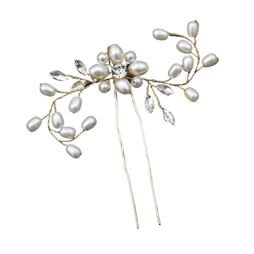 Elegante Perle Kristall Haarspange Hochzeit Hochzeit U-Form Metall Haarkamm Gabeln für Frauen Haarspangen Schmuck Accessoires 20 Stück (Gold Tiara Pin1) von MORENTSU