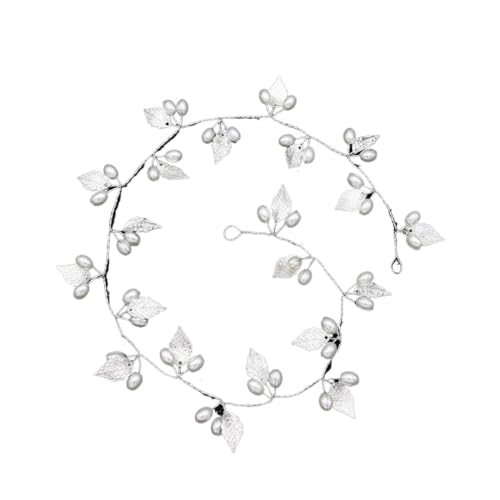Elegante Perle Kristall Haarspange Hochzeit Hochzeit U-Form Metall Haarkamm Gabeln für Frauen Haarspangen Schmuck Accessoires 20 Stück (Silber Blätter 40cm) von MORENTSU