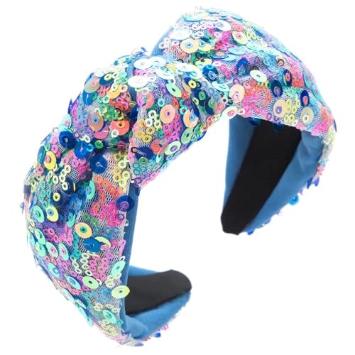 Haarband mit buntem Paillettenknoten, für Erwachsene, Haarschmuck (blau) von MORENTSU