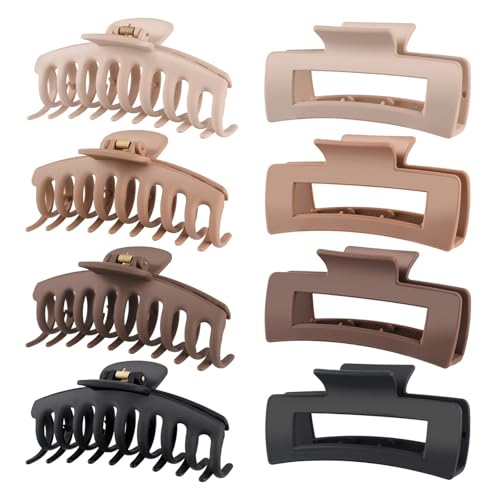 Haarklammern für Damen, 10,9 cm, große Haarklammern für Damen, dünnes, dickes, lockiges Haar, große, matte Bananen-Clips, 8 Stück Haarklammern für Damen, 10,9 cm, große Haarklammern für Damen, dünnes, dickes, lockiges Haar, große, matte Bananen-Clips, 8 Stück von MORENTSU