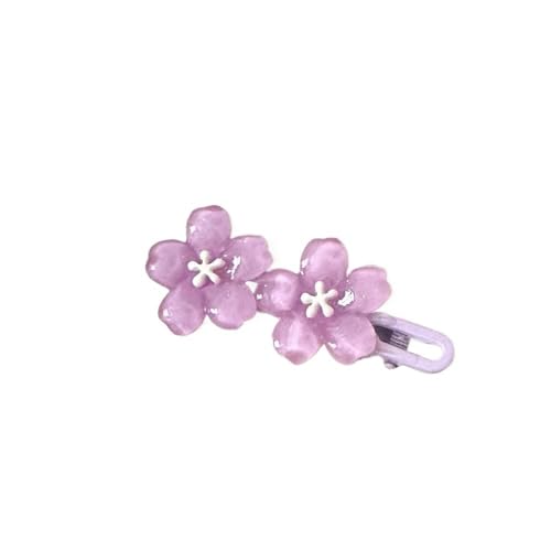 Kleines Mädchen Transparent Kirschblüte Haarspange Blau Rosa Spitze Clip Damen Niedlich Blume Ente Schnabel Clip Pony Kopfbedeckung (lila) von MORENTSU
