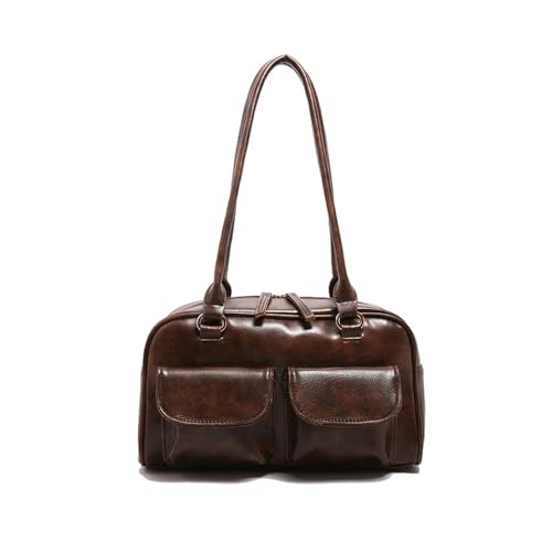 MORENTSU Vintage Damen Business Schultertaschen Einfache Damen Pendler Tote Bag PU Leder 2 Taschen Chic Damen Unterarm-Handtasche, Coffee-005, Einheitsgröße von MORENTSU