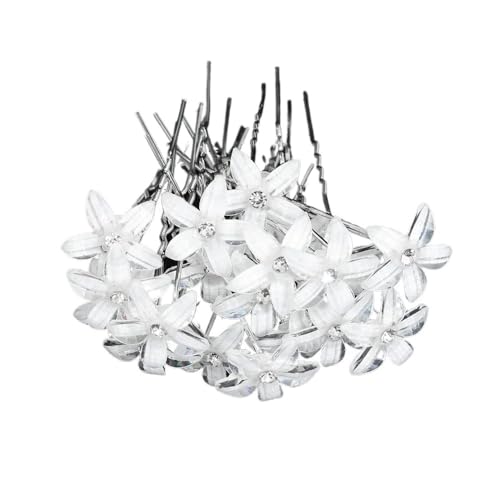 Metall Haarnadeln U Form Elegante Braut Haarnadeln mit Perlen und Kristall für Frauen Schmuck Zubehör 20 Stück (20 Pins11) von MORENTSU