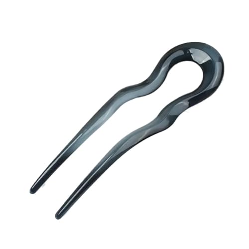 Süßes Acetat Haar Dutt in U-Form Fshion Design Haarnadel Fleischbällchen Kopf Haarspange für Damen Mädchen (Dunkelblau) von MORENTSU