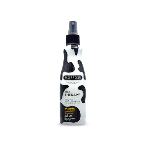 Morfose Milk Therapy Conditioner Spray 220ml – Haarpflegespülung - 2-Phasen-Spray mit Milchprotein & Aminosäuren – Hitzeschutz & Pflege für trockenes, sprödes Haar von MORFOSE