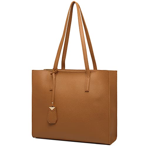 MORGLOVE Handtasche Damen Groß Shopper Tasche Mode Schule Arbeit Freizeit Henkeltasche mit Reißverschluss (A-Brown) von MORGLOVE