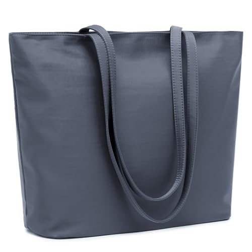 MORGLOVE Wasserdicht Shopper Tasche für Damen, Groß Tote Bag, Handtasche mit Reißverschluss und taschen (Grau Blau) von MORGLOVE