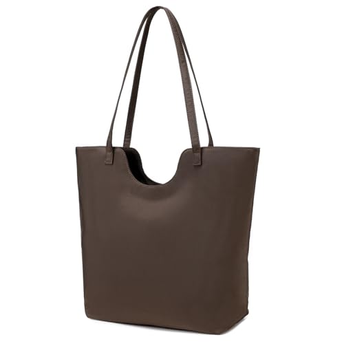 MORGLOVE Wasserdicht Tragetasche mit Reißverschluss, große tote Handtasche für Damen (Kaffeefarbe) von MORGLOVE