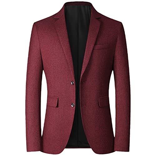 Herren Blazer Herren Anzug Jacke Frühling Herbst Dünn Business Freizeit Anzug Herren Kleidung Hochzeit Anzug Mäntel, burgunderfarben, XXXL von MORISTE