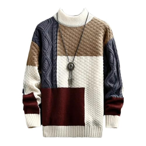 MORISTE Herbst- und Winterpullover, warme Nähte, farblich passender Pullover, Rundhalspullover, verdickter Strickpullover White M von MORISTE