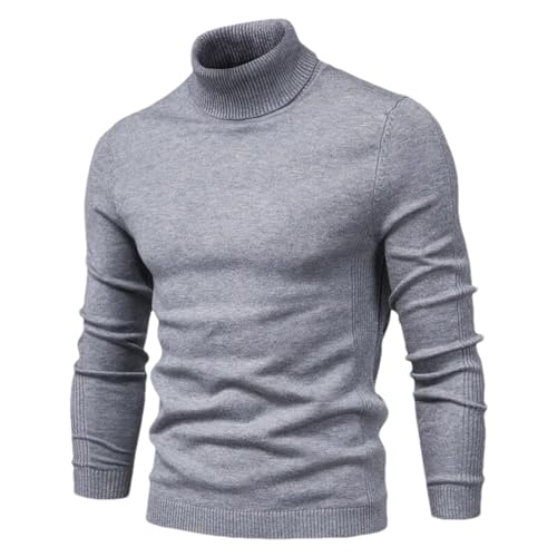 MORISTE Winter Herren Pullover Casual Rollkragen Dicke Pullover Einfarbig Warme Slim Fit Rollkragen Pullover Pullover Männer Gray XS von MORISTE