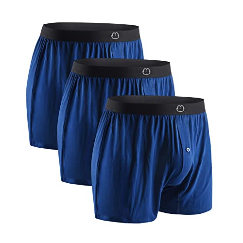 MORNIUNDER Herren-Boxershorts, 3er-Pack, weich, bequem, atmungsaktiv, Blau, Large von MORNIUNDER