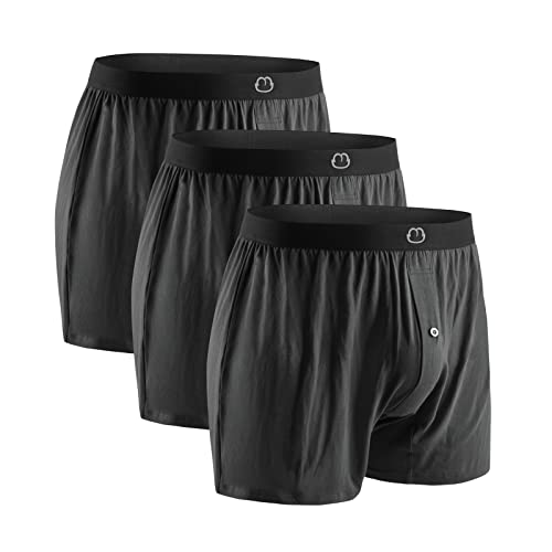 Herren-Boxershorts, 3er-Pack, Bambus-Boxershorts für Herren, weich, bequem, atmungsaktiv, Unterwäsche, Schwarz, Large von MORNIUNDER