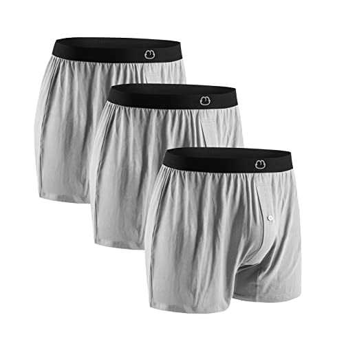 MORNIUNDER Herren-Boxershorts, 3er-Pack, weich, bequem, atmungsaktiv, GRAU, Medium von MORNIUNDER
