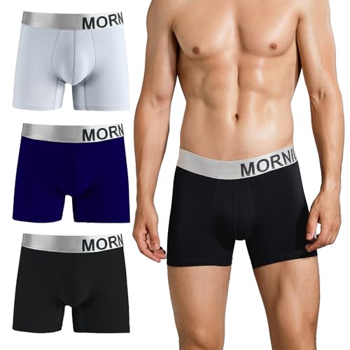 MORNIUNDER Herren-Boxershorts aus Baumwolle, weich, bequem, kühl, Unterwäsche, feuchtigkeitsableitend, 3 Stück, Mehrfarbig, XX-Large von MORNIUNDER