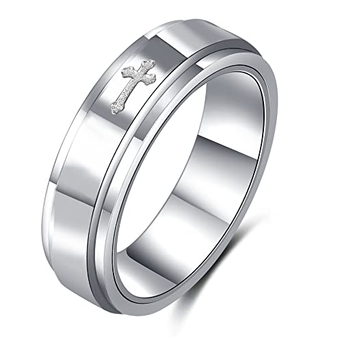 MOROTOLE Angst Spinner Stressabbau Ring Edelstahl Keep Going/Cross Rings Fidget Band Coole Meditation Rotierende Vintage Ringe für Damen Herren von MOROTOLE