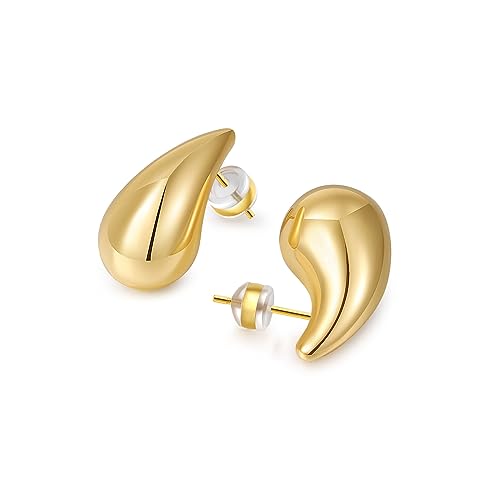 MOROTOLE Chunky Gold Hoop Earrings für Frauen Leichtgewicht Hypoallergen Hollow Ohrringe Teardrop Earrings Ohrring Dupes für Frauen Trendy von MOROTOLE