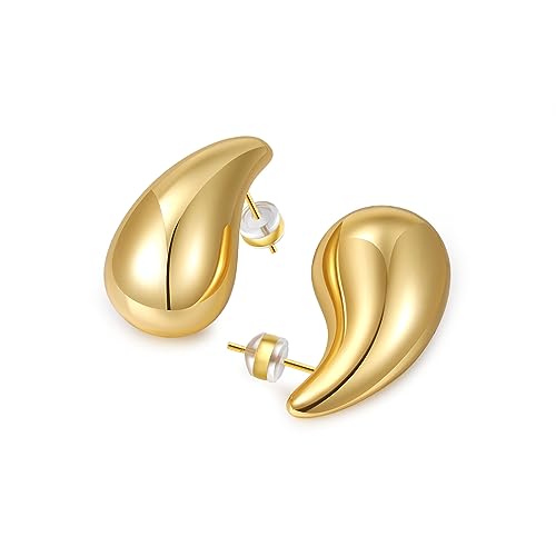 MOROTOLE Chunky Gold Hoop Earrings für Frauen Leichtgewicht Hypoallergen Hollow Ohrringe Teardrop Earrings Ohrring Dupes für Frauen Trendy von MOROTOLE