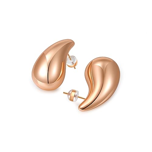 MOROTOLE Chunky Gold Hoop Earrings für Frauen Leichtgewicht Hypoallergen Hollow Ohrringe Teardrop Earrings Ohrring Dupes für Frauen Trendy von MOROTOLE