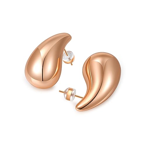 MOROTOLE Chunky Gold Hoop Earrings für Frauen Leichtgewicht Hypoallergen Hollow Ohrringe Teardrop Earrings Ohrring Dupes für Frauen Trendy von MOROTOLE