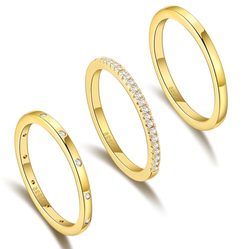 MOROTOLE Gold Ringe Frauen Ringe Gold Wasserfest 14k Goldene Damen Ringes Set, Goldring Geschenk für Frauen Damen Ring Set(7/54) von MOROTOLE