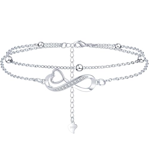 MOROTOLE Silber Armband Damen 925 Mehrlagiges Unendlichkeitsarmband Freundschaftsarmband für Damen Silber 925 Damen Armband Damen Silber von MOROTOLE