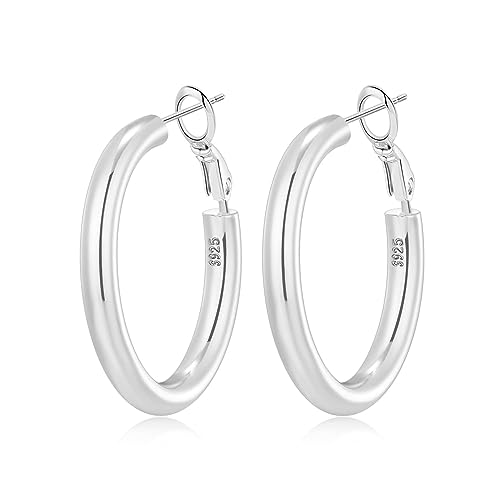 MOROTOLE Sterling Silber Hoop Ohrringe für Frauen große dicke Silber Hoop Ohrringe Hypoallergene große klobige Silber Hoops von MOROTOLE