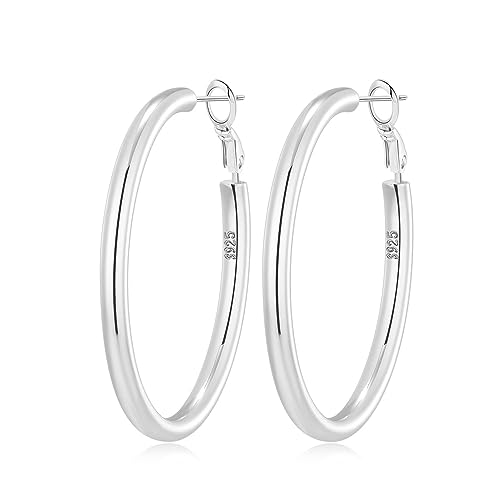 MOROTOLE Sterling Silber Hoop Ohrringe für Frauen große dicke Silber Hoop Ohrringe Hypoallergene große klobige Silber Hoops von MOROTOLE