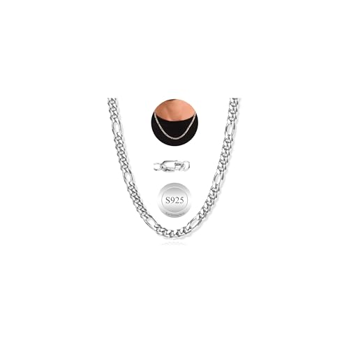 MOROTOLE Sterling Silber Kette Figaro Halskette für Männer Halskette für Männer Figaro Herren Silber Kette von MOROTOLE