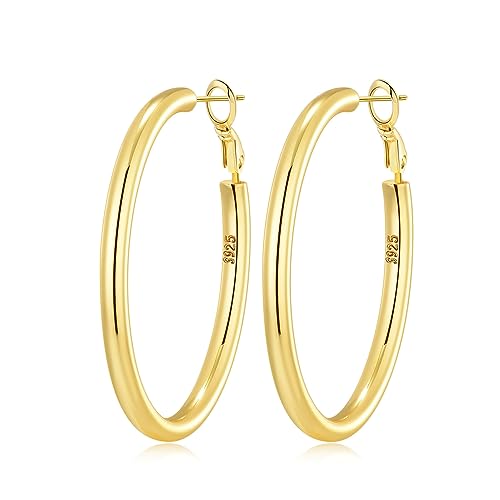 MOROTOLE Thick Gold Hoop Ohrringe für Frauen 14k Gold vergoldet Hoops Große Gold Hoop Ohrringe Lightweight Hypoallergen Chunky Gold Hoops von MOROTOLE