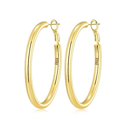 MOROTOLE Thick Gold Hoop Ohrringe für Frauen 14k Gold vergoldet Hoops Große Gold Hoop Ohrringe Lightweight Hypoallergen Chunky Gold Hoops von MOROTOLE
