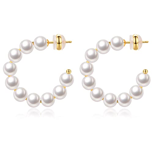 Perle Creolen für Damen Kleine Perle Creolen Hypoallergen Tropfen Ohrringe, 14K vergoldet Leichte Offene Große Kreis Runde Perlen Ohrringe Schmuck Geburtstagsgeschenk für Frauen Perle Creolen für Damen Kleine Perle Creolen Hypoallergen Tropfen Ohrringe, 14K vergoldet Leichte Offene Große Kreis Runde Perlen Ohrringe Schmuck Geburtstagsgeschenk für Frauen von MOROTOLE