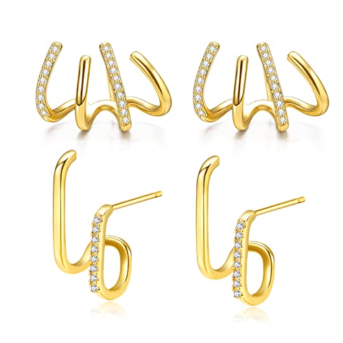 S925 Sterling Silber Klaue Ohrringe Klaue Manschette Ohrringe für Damen Ohrringe die wie mehrere Piercings aussehen Gold Silber Ear Crawler Ohrringe Teenager Mädchen von MOROTOLE