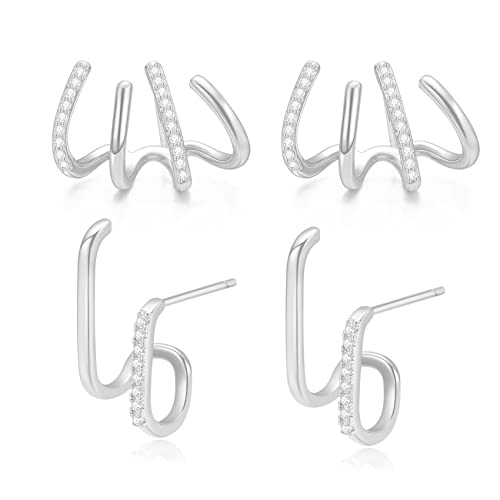 S925 Sterling Silber Klaue Ohrringe Klaue Manschette Ohrringe für Damen Ohrringe die wie mehrere Piercings aussehen Gold Silber Ear Crawler Ohrringe Teenager Mädchen von MOROTOLE