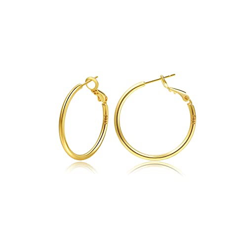 Creolen aus Sterling Silber,Gold Silber große Creolens für Damen 14 Karat echt Vergoldet Große Dünne Hypoallergen Kreis Endlose Creolen, 20/30/40/50/60/70 mm für Mädchen von MOROTOLE