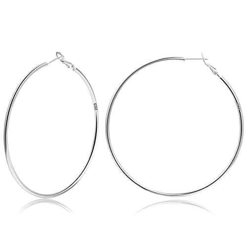 Creolen aus Sterling Silber,Gold Silber große Creolens für Damen 14 Karat echt Vergoldet Große Dünne Hypoallergen Kreis Endlose Creolen, 20/30/40/50/60/70 mm für Mädchen von MOROTOLE