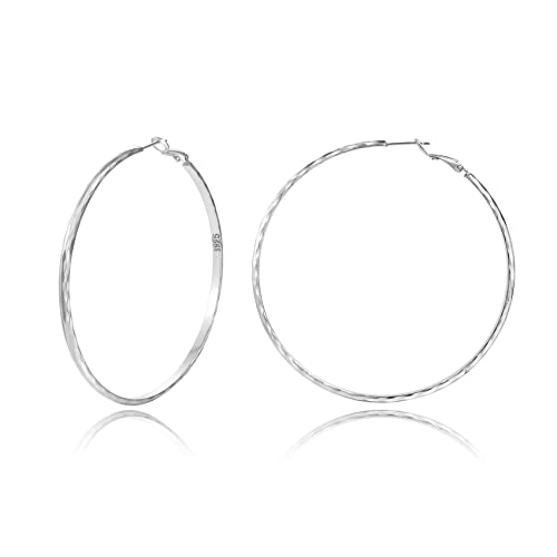 Creolen aus Sterling Silber,Gold Silber große Creolens für Damen 14 Karat echt Vergoldet Große Dünne Hypoallergen Kreis Endlose Creolen, 20/30/40/50/60/70 mm für Mädchen von MOROTOLE
