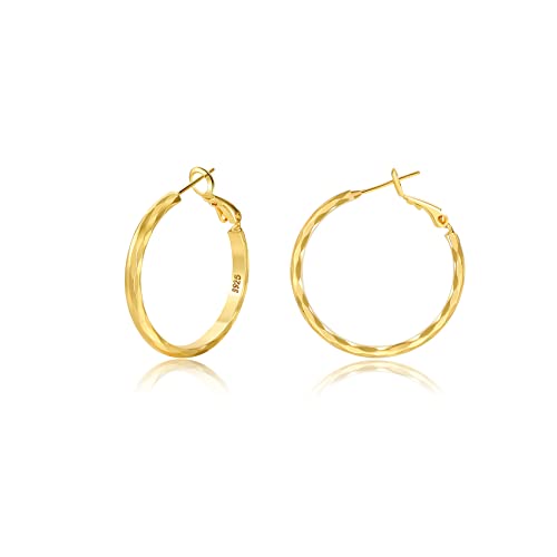 Creolen aus Sterling Silber,Gold Silber große Creolens für Damen 14 Karat echt Vergoldet Große Dünne Hypoallergen Kreis Endlose Creolen, 20/30/40/50/60/70 mm für Mädchen von MOROTOLE