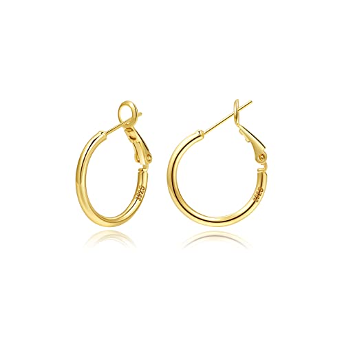 Creolen aus Sterling Silber,Gold Silber große Creolens für Damen 14 Karat echt Vergoldet Große Dünne Hypoallergen Kreis Endlose Creolen, 20/30/40/50/60/70 mm für Mädchen von MOROTOLE