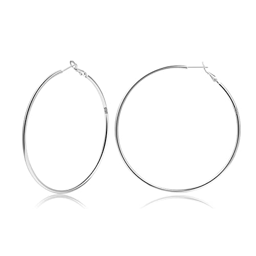 Creolen aus Sterling Silber,Gold Silber große Creolens für Damen 14 Karat echt Vergoldet Große Dünne Hypoallergen Kreis Endlose Creolen, 20/30/40/50/60/70 mm für Mädchen von MOROTOLE