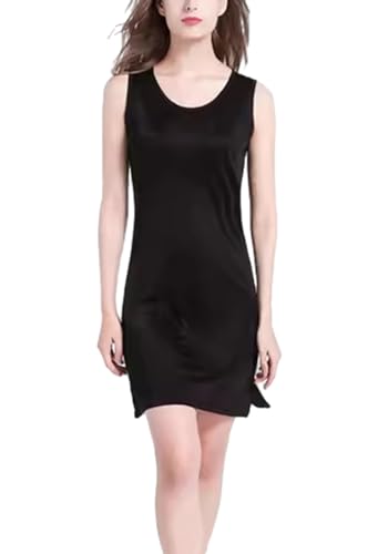 MOROUTLINE Maulbeerseide Tank Nachthemden Für Frauen Reine Seide Nachtwäsche & Ärmelloses Nachthemd/Seide Sleepshirt Slip Kleid, Schwarz, XL von MOROUTLINE